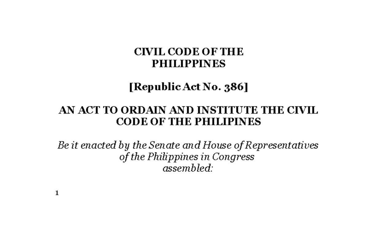 Civil CODE Codal - ,gfkh ing iygt - CIVIL CODE OF THE PHILIPPINES ...