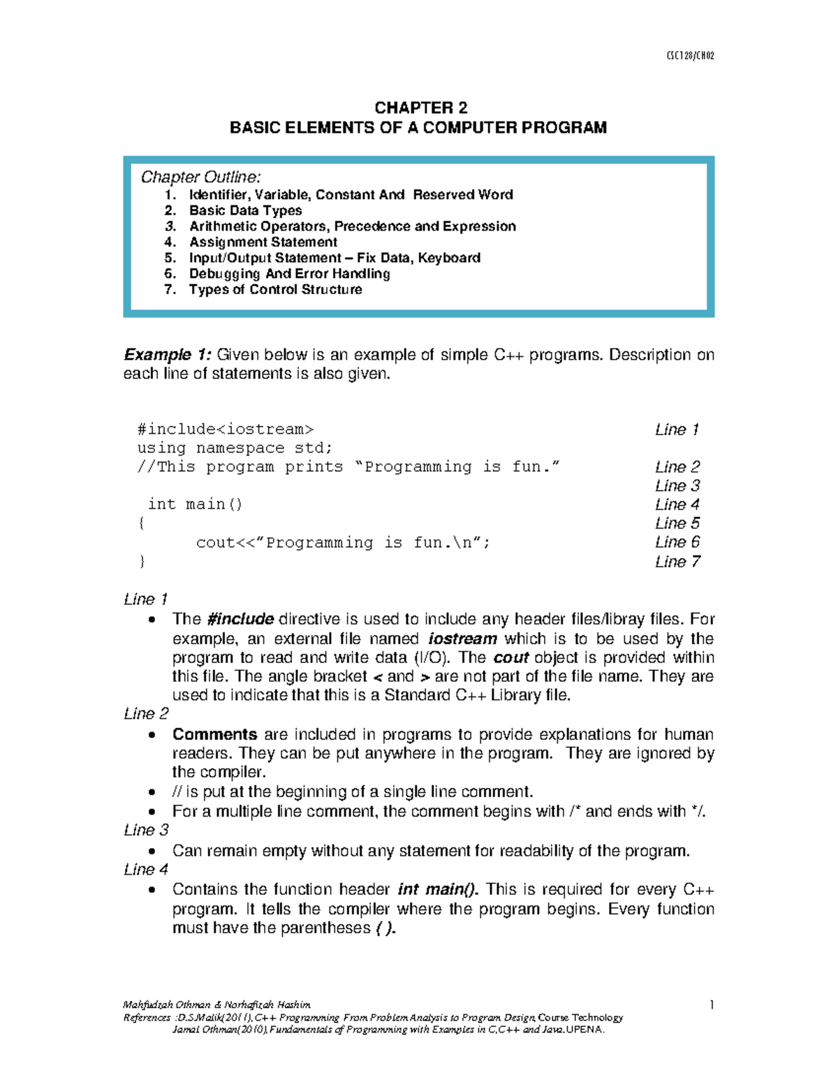 csc128-chapter-2-basic-elements-of-a-computer-program-mahfudzah