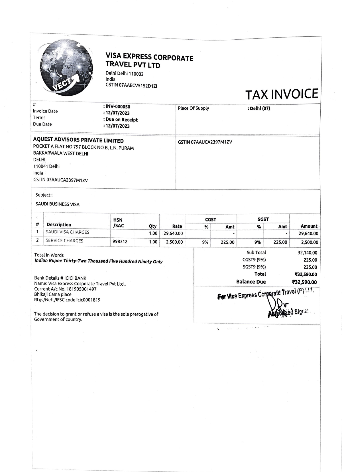 Invoice - PURAM . BAKKARWALAWEST DELHI GSTIN 07AAUCA2397M1ZV DELHI ...