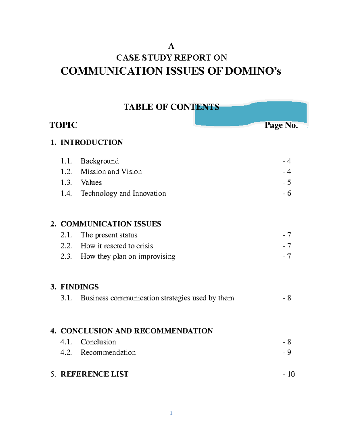 Communication report - A CASE STUDY REPORT ON COMMUNICATION ISSUES OF ...
