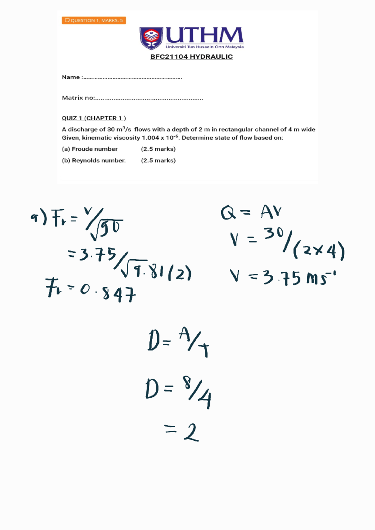 Quiz hydraulic Quiz Hydraulic Studocu