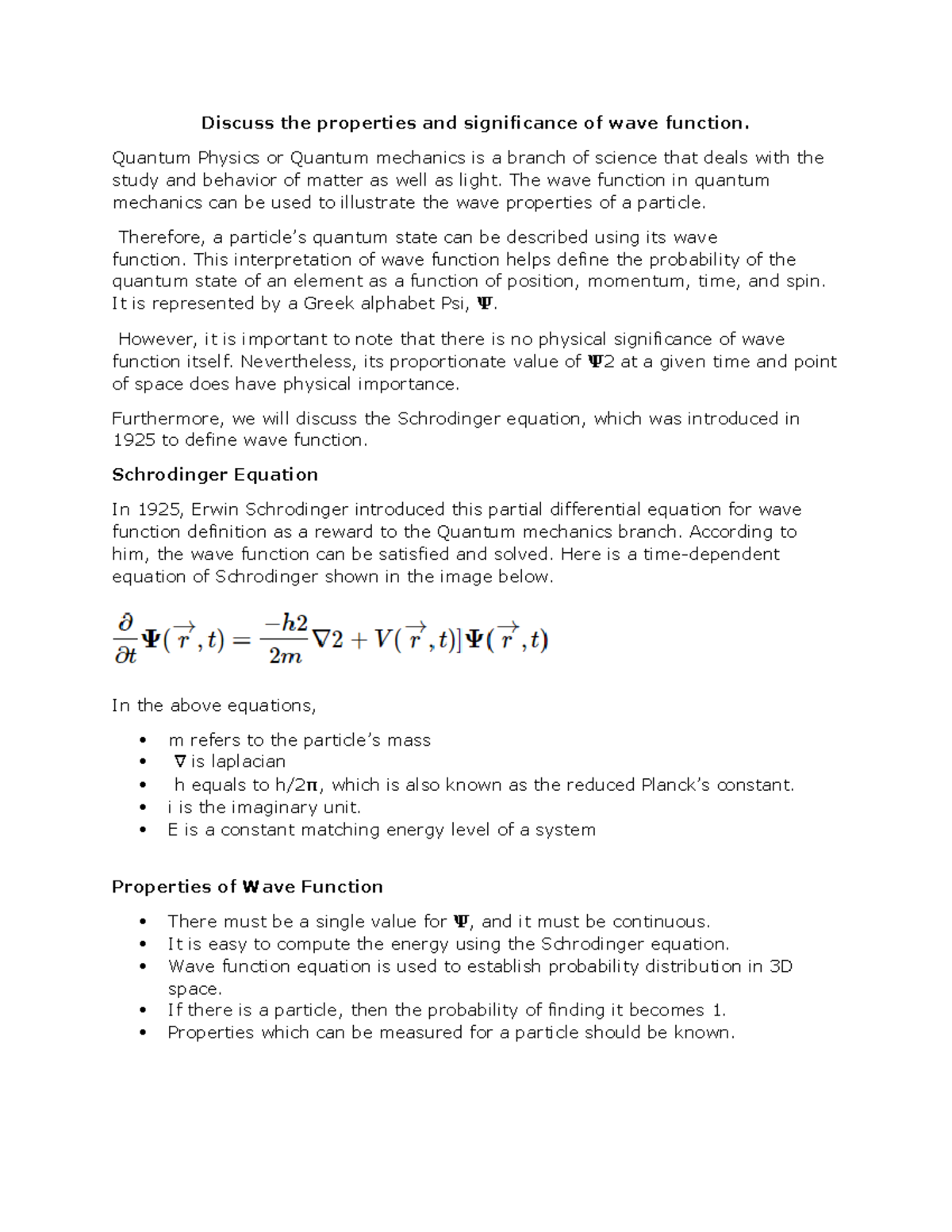 qm-notes-discuss-the-properties-and-significance-of-wave-function