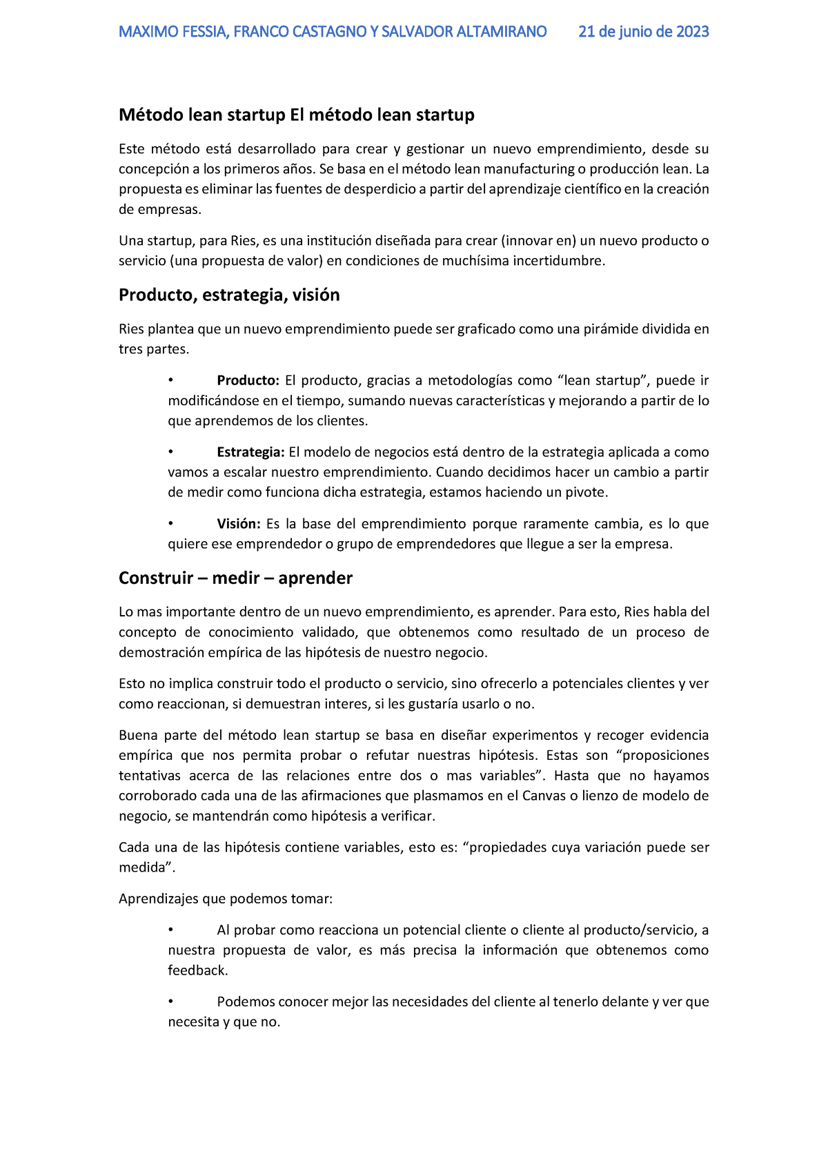 Resumen Modulo Emprendimientos Universitarios M Todo Lean Startup El M Todo Lean Startup