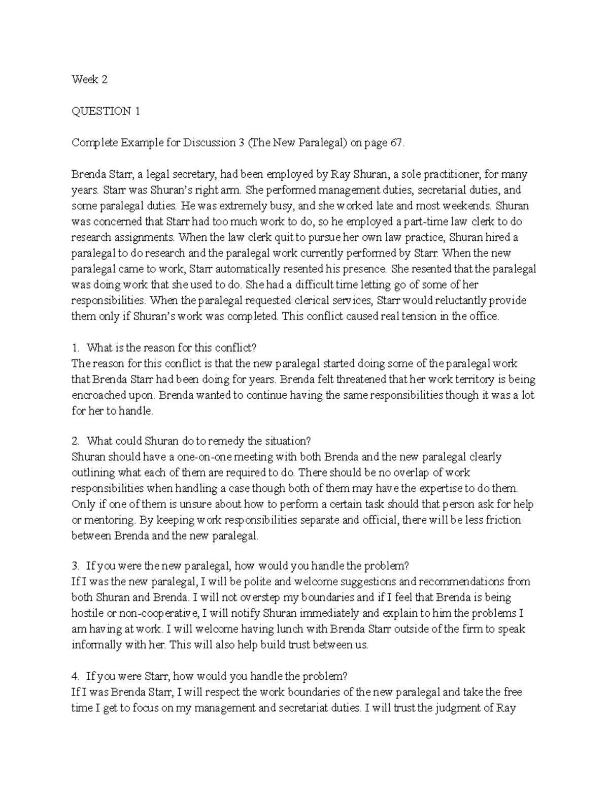 LGLA 2307 - Assignment 2 - Week 2 QUESTION 1 Complete Example for ...