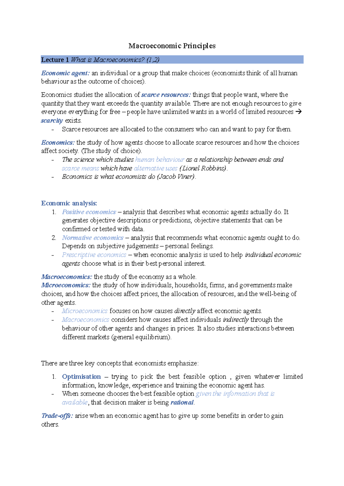 Notes From Lectures And Book - Macro - Macroeconomic Principles Lecture ...