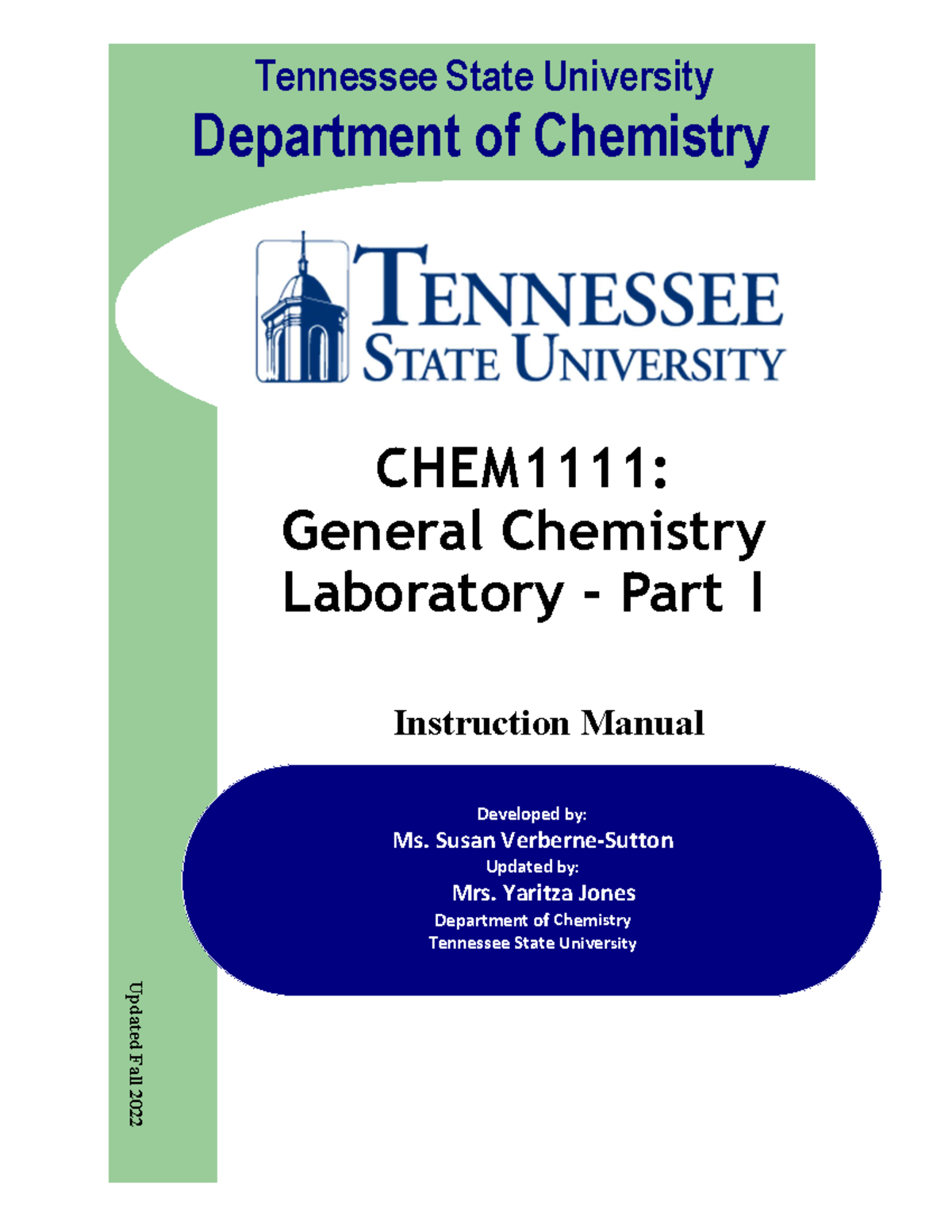 Gen Chem I Lab Manual 1111 2023 Spring U pdated S pr