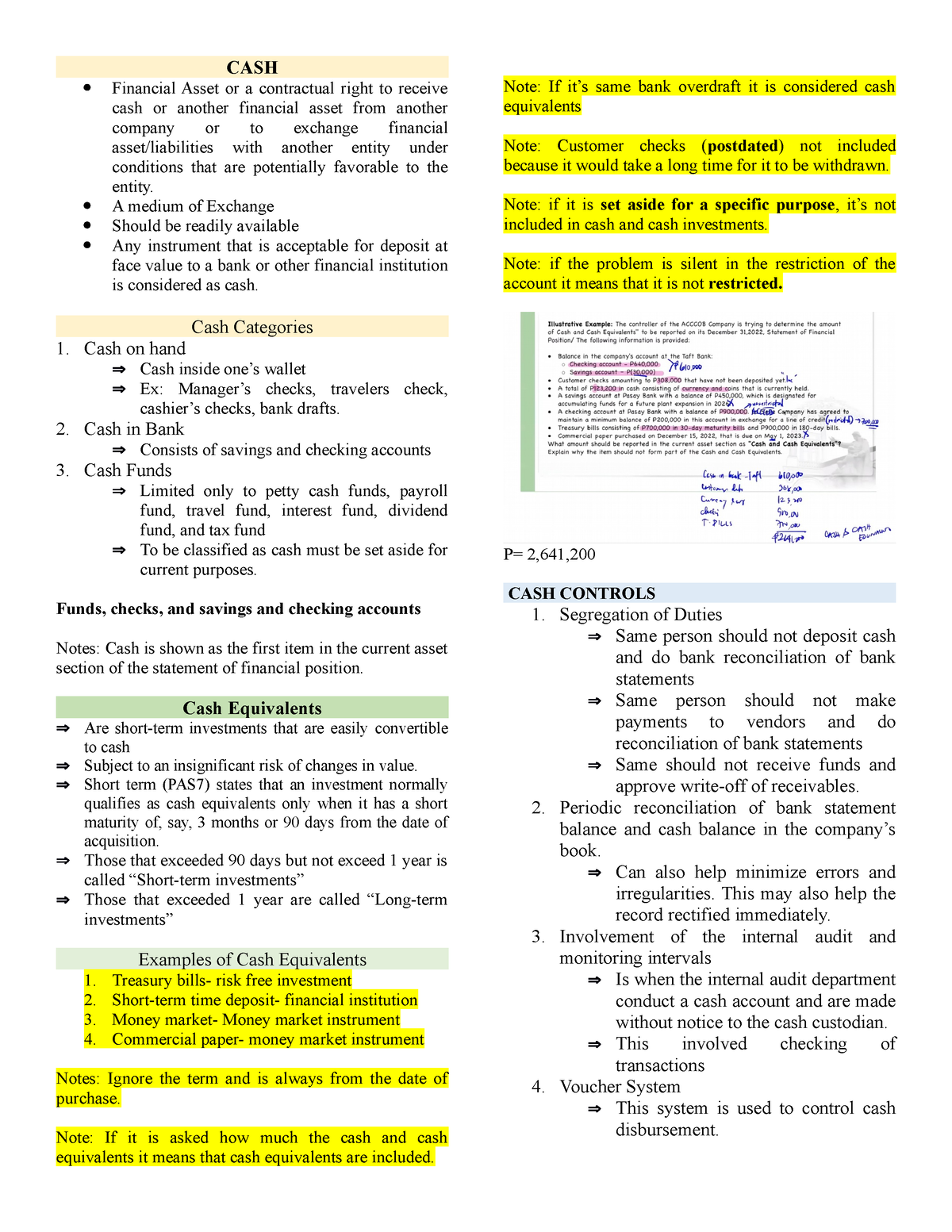 Accob 2 Reviewer - CASH Financial Asset or a contractual right to ...