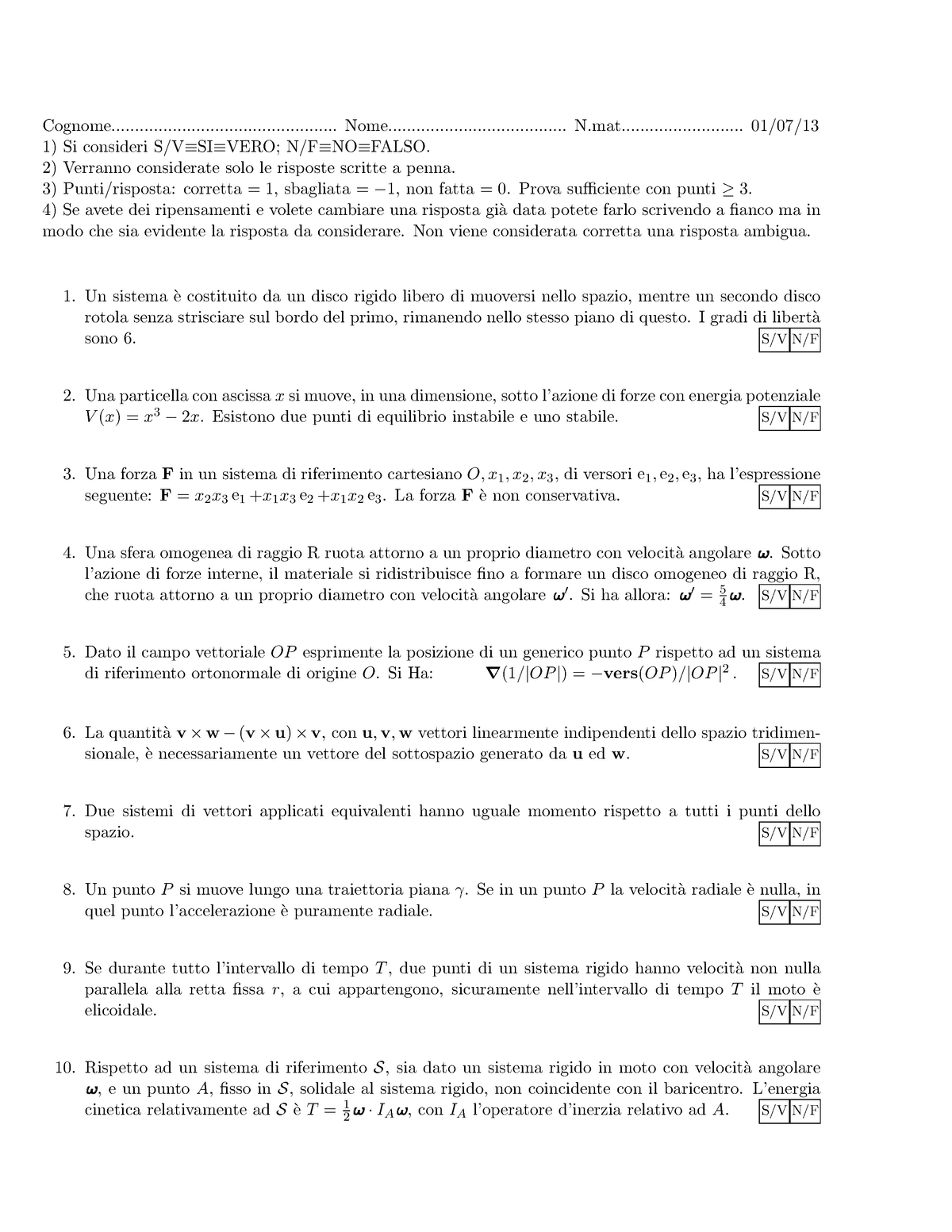 Prova D Esame 1 Luglio 13 Domande Con Quiz Vero O Falso Geologia Applicata Studocu