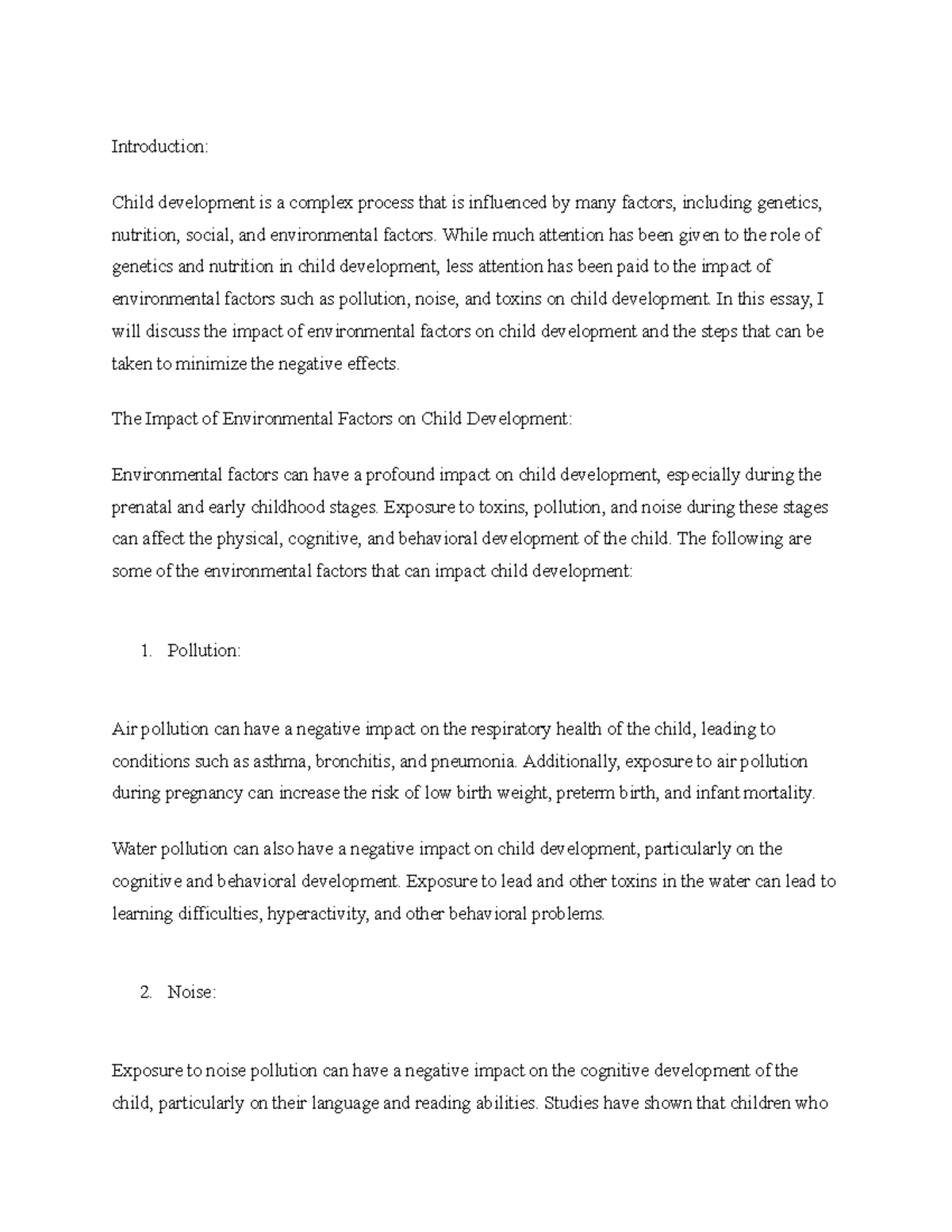 Title The Impact of Environmental Factors on Child Development ...