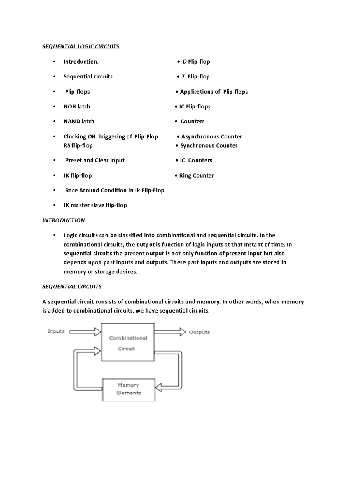 Chapter-4 DE - DED - SEQUENTIAL LOGIC CIRCUITS Introduction. • D Flip ...