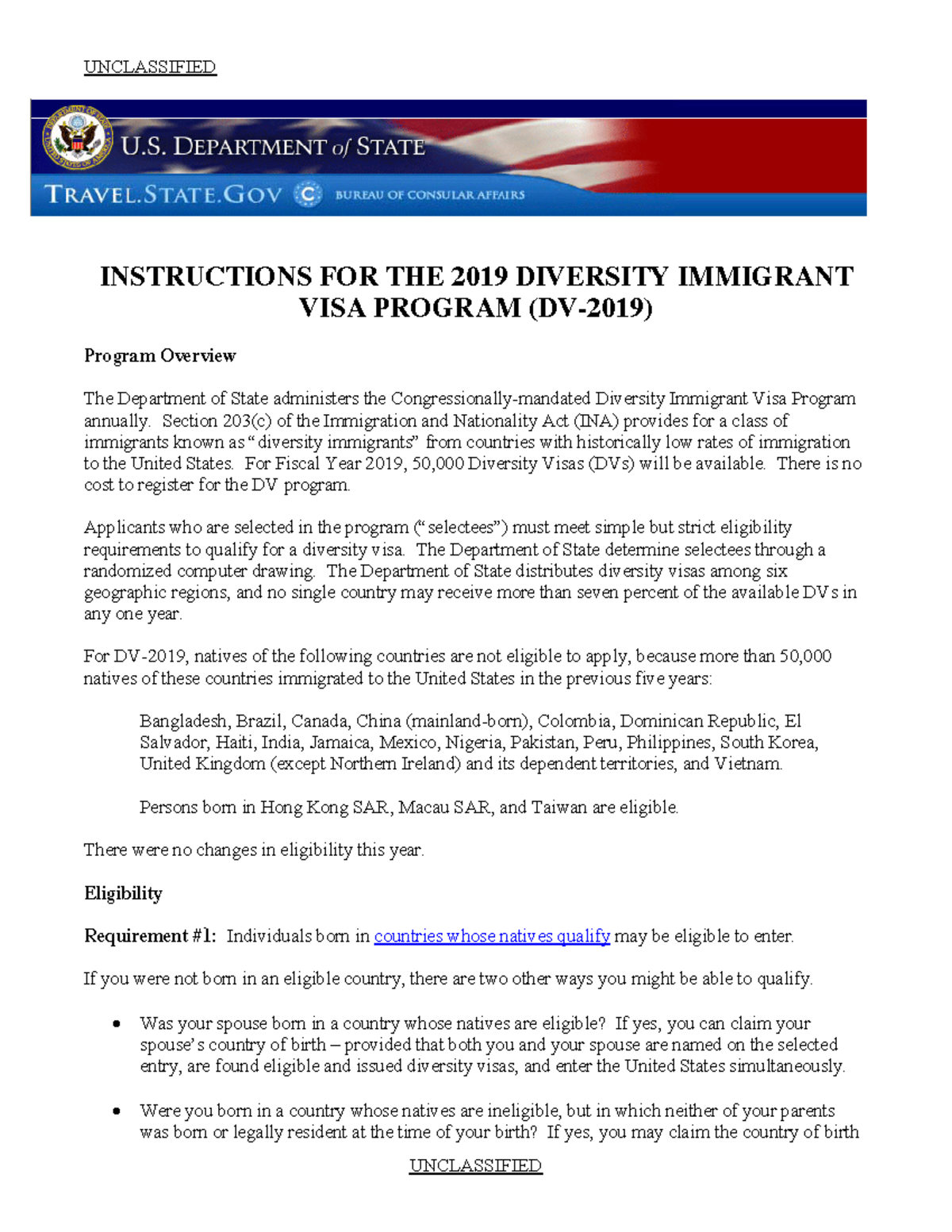 Clean DV-2019 Plain Language Instructions and FAQs - INSTRUCTIONS FOR ...