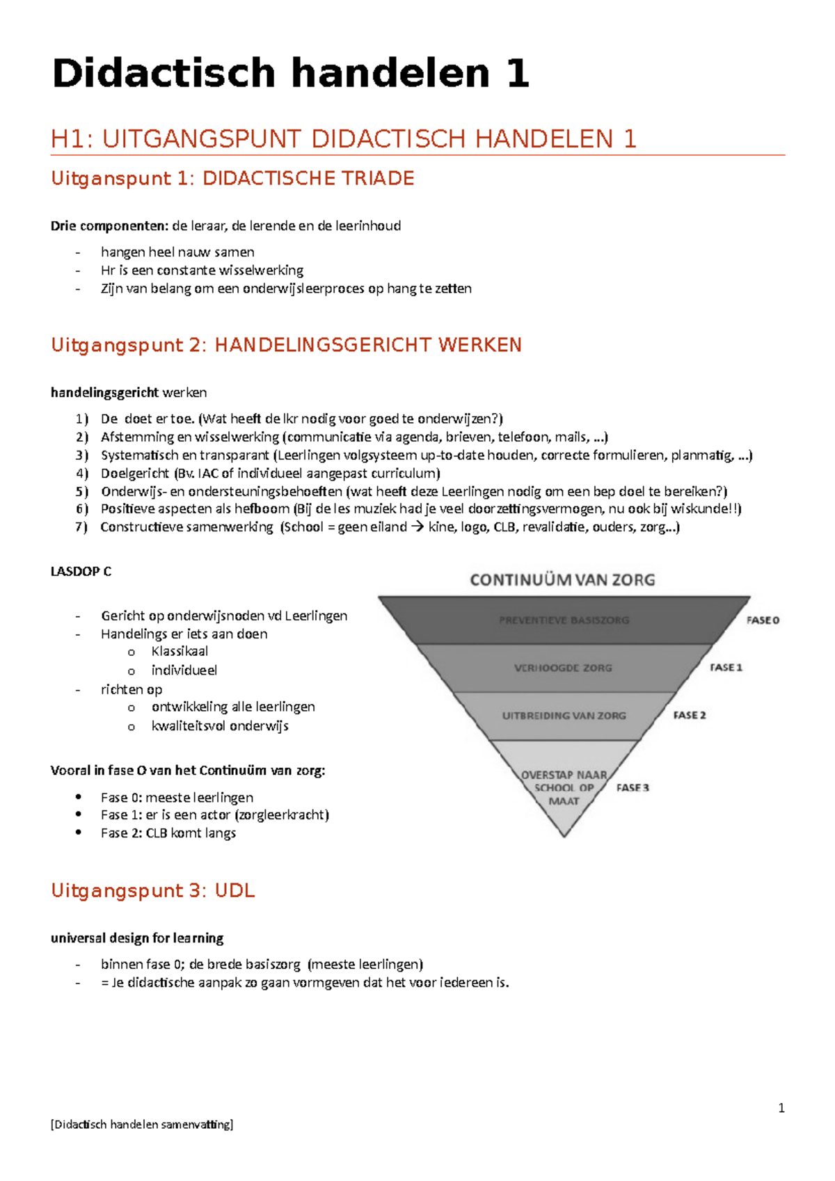 SV Didactisch Handelen 1 - Didactisch Handelen 1 H1: UITGANGSPUNT ...