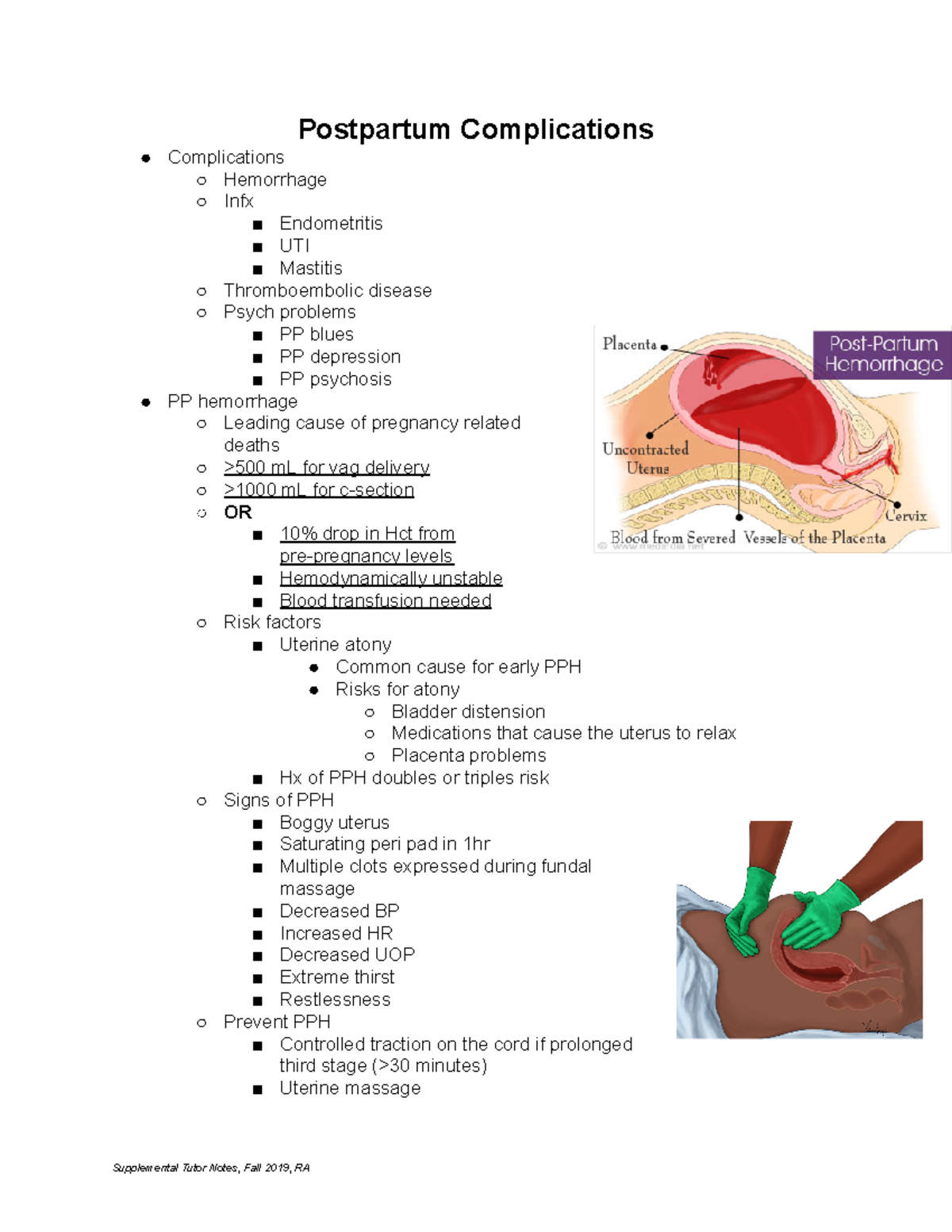 Copy of Postpartum Complications - Postpartum Complications ...