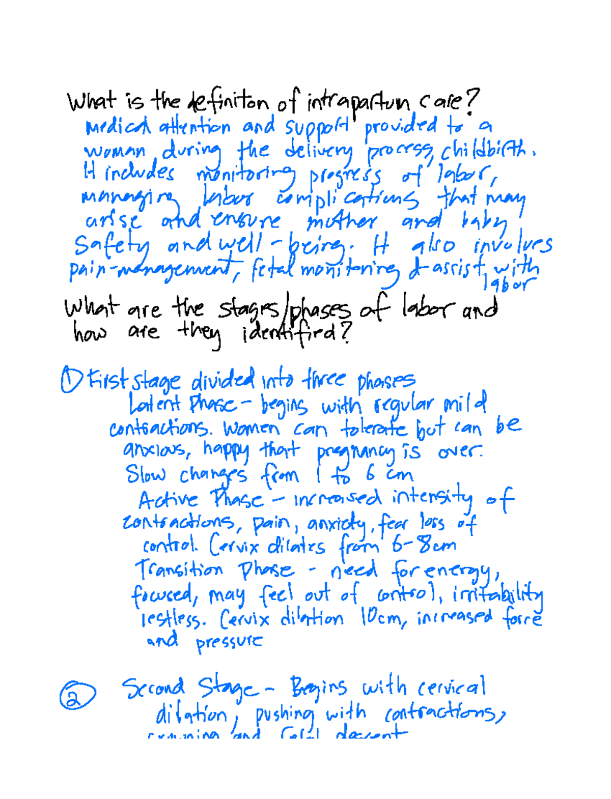 Homework questions neonatal What is the definition of intrapartum