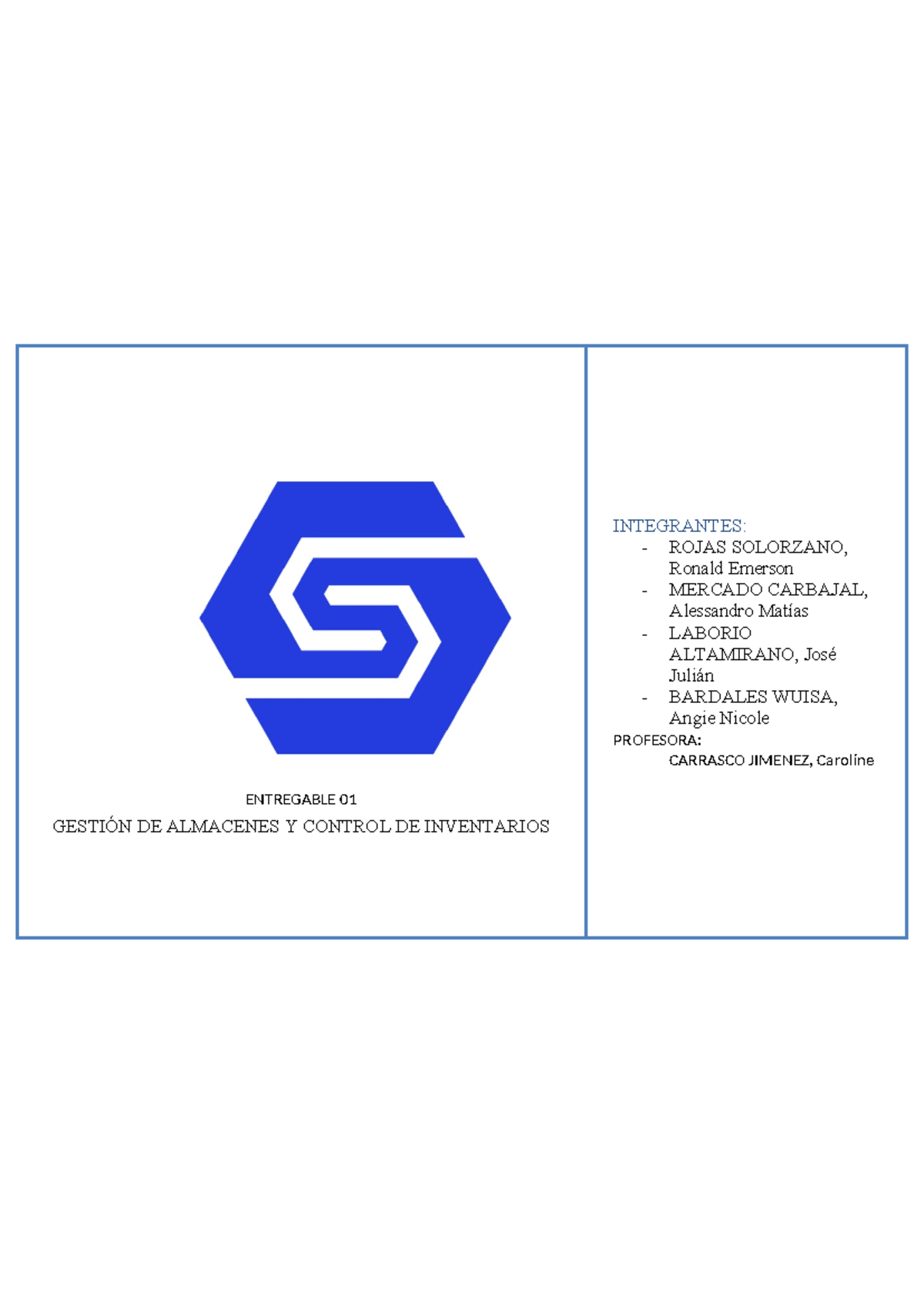 Formato 1 Gestión DE Almacenes - ENTREGABLE 01 GESTIÓN DE ALMACENES Y ...