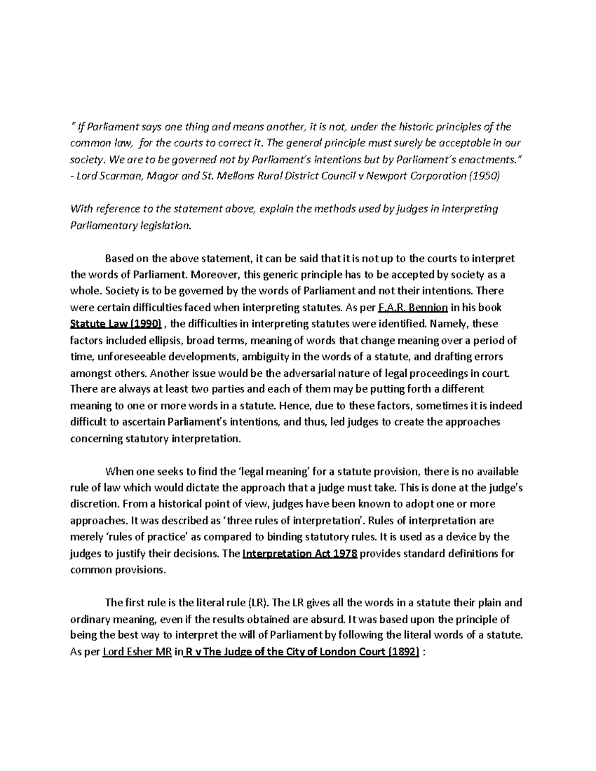Statutory Interpretation Exam Question United Kingdom Vasundhra Statutory Interpretation Exam Question United Kingdom Vasundhra