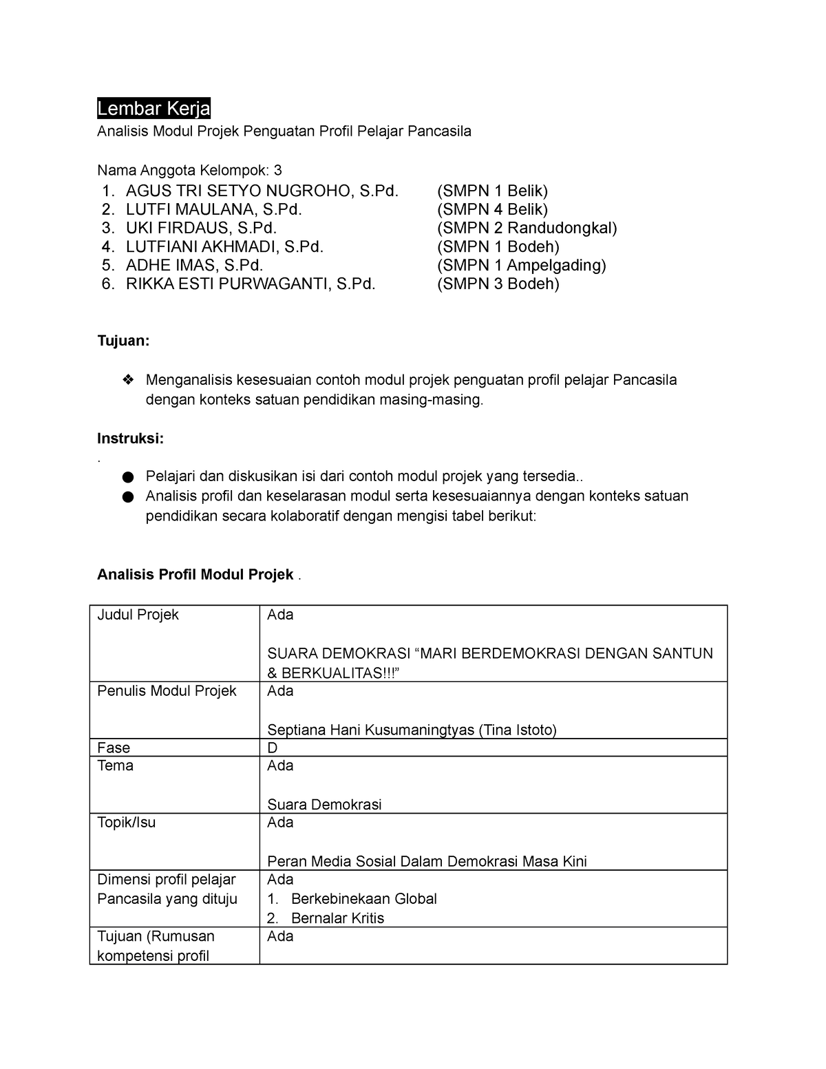 KEL 3 - 2 LK 1 Analisis Modul P5 Bimtek Pml 2023 - Lembar Kerja ...