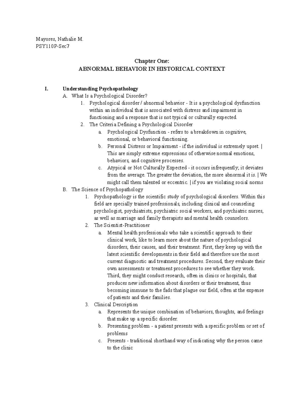 ABNORMAL BEHAVIOR IN HISTORICAL CONTEXT - Mayores, Nathalie M. Chapter ...