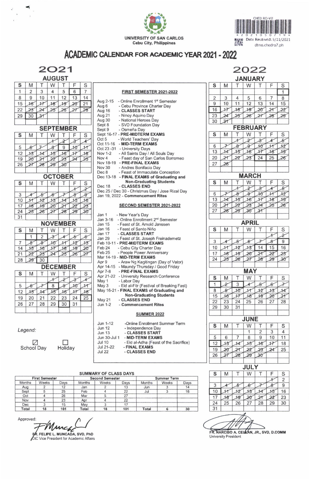 Northwestern University Academic Calendar 2022 Academic Calendar For Academic Year 2021 2022 - Chemical Engineering - San  Carlos - Studocu