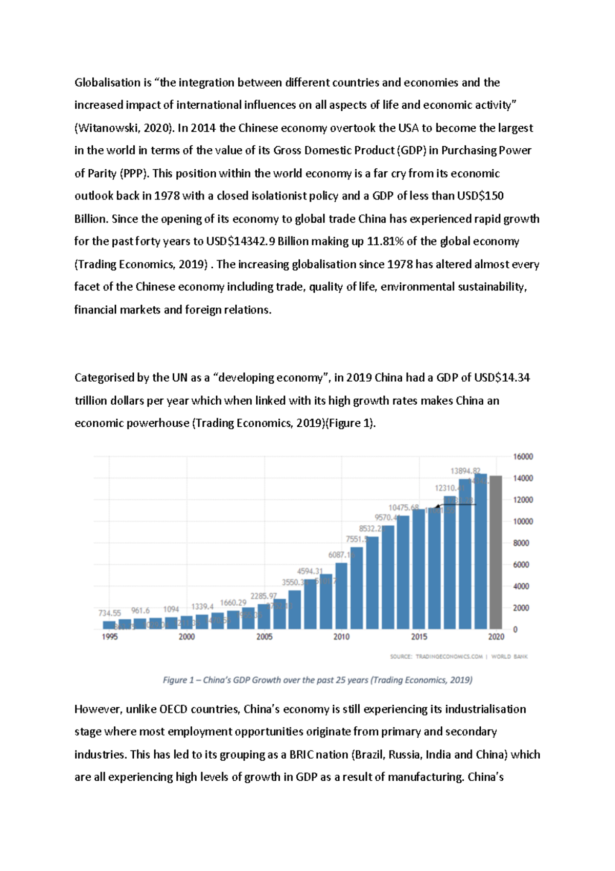 Task 1 Exemplar - Example of A range response - Globalisation is “the ...