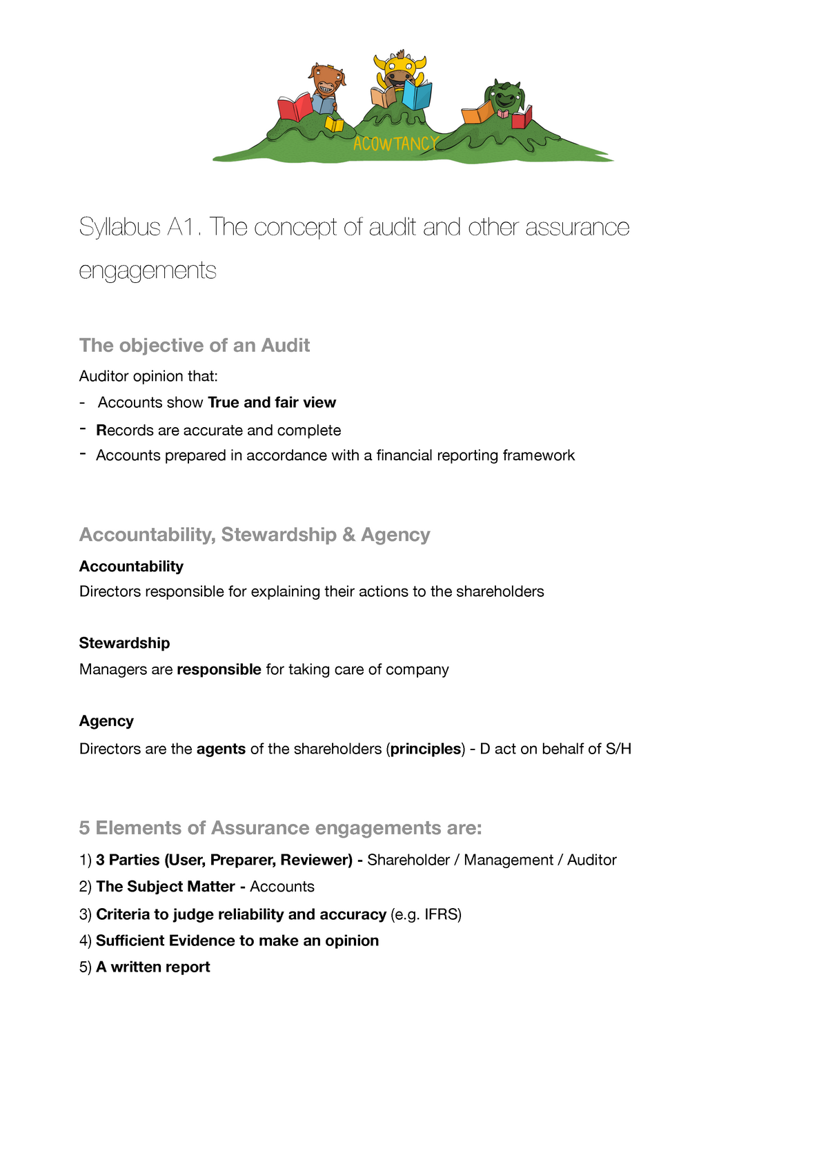 F8 Revision Notes A1 - Syllabus A1. The Concept Of Audit And Other ...