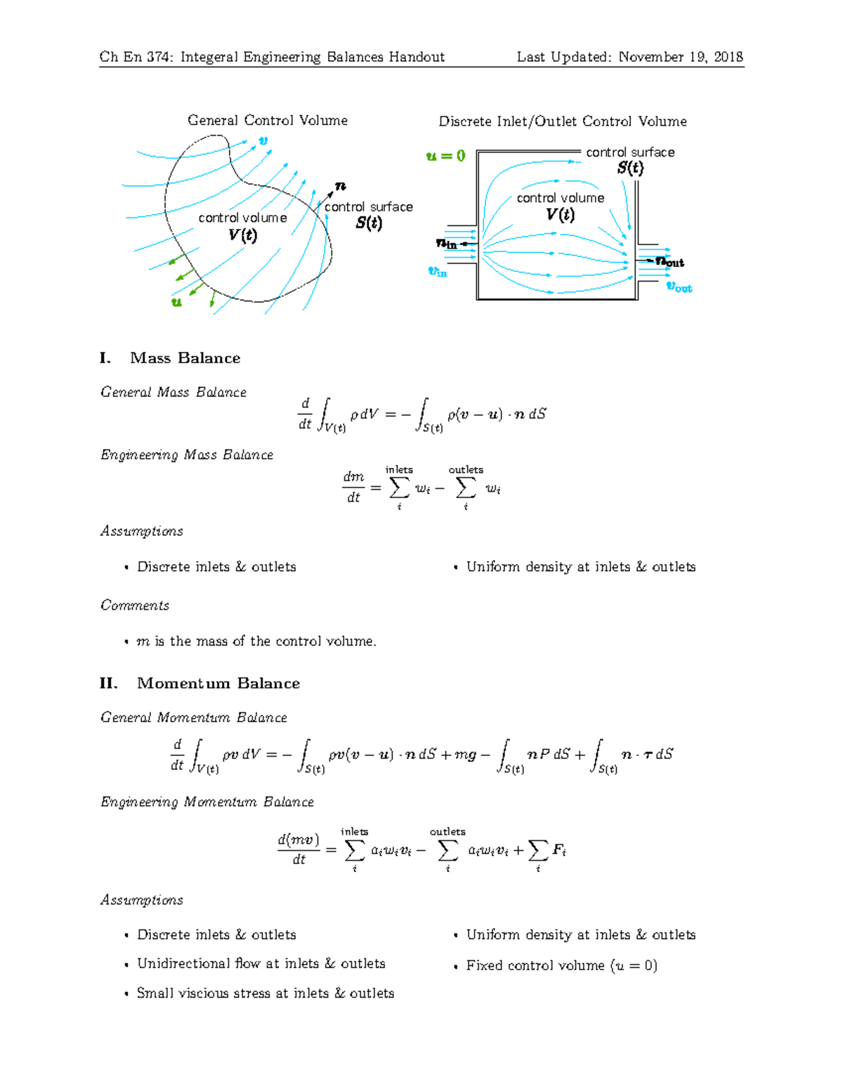 Integral Engineering Balances handout v2 - Ch En 374: Integeral ...
