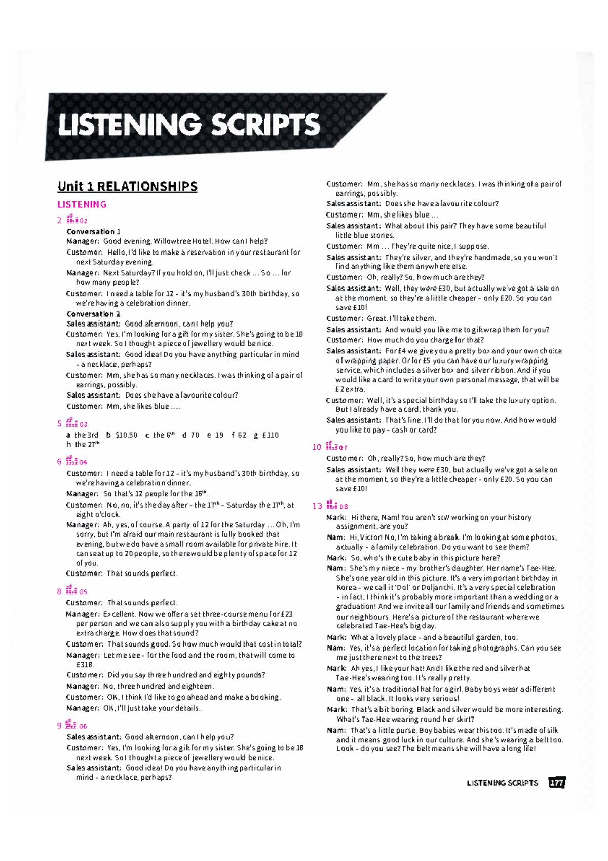 Script - USTENING SCRIPTS Unit 1 RELATIONSHIPS LISTENING 2 sE ...