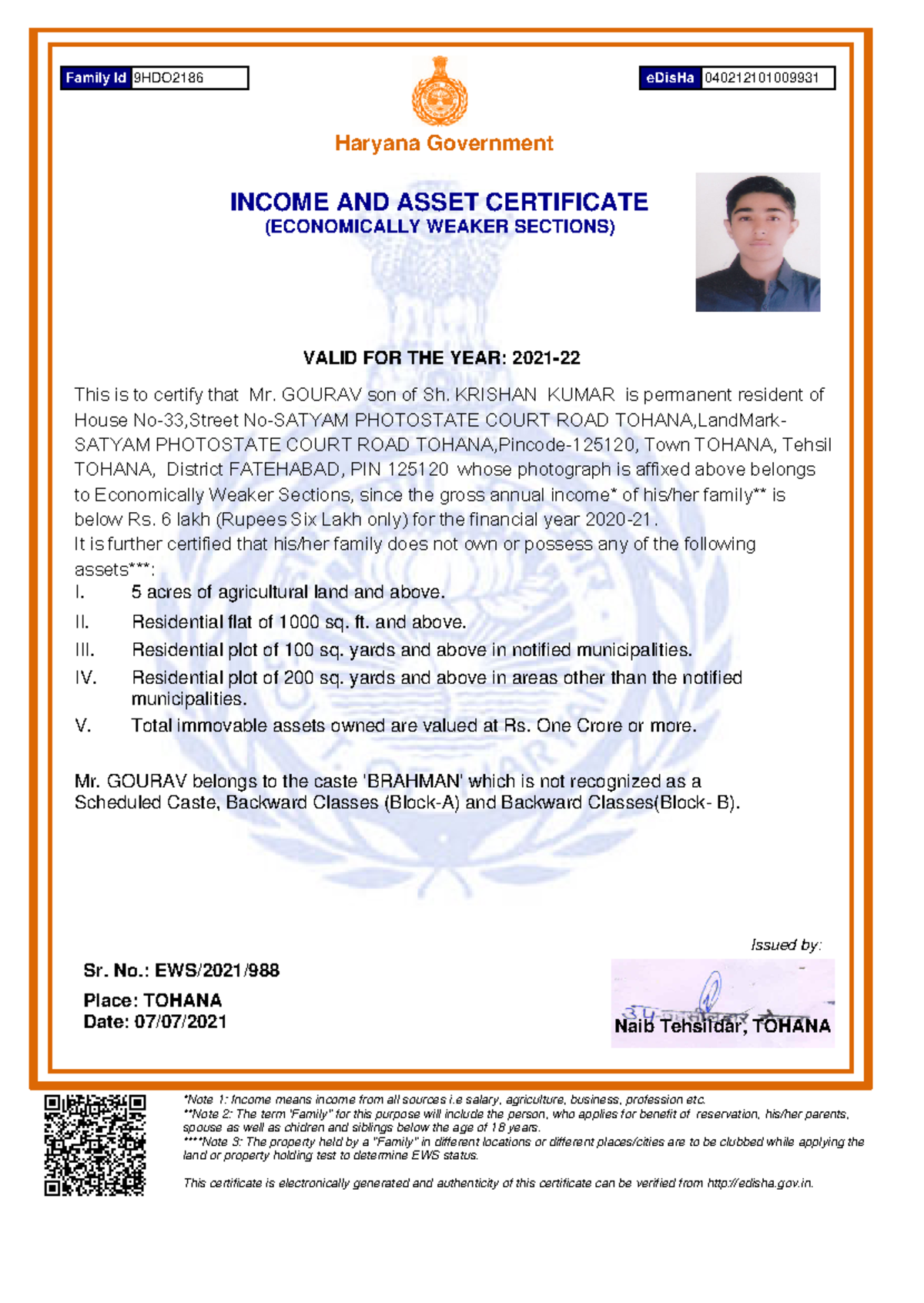 ews-certificate-yes-naib-tehsildar-tohana-sr-no-ews-2021-place