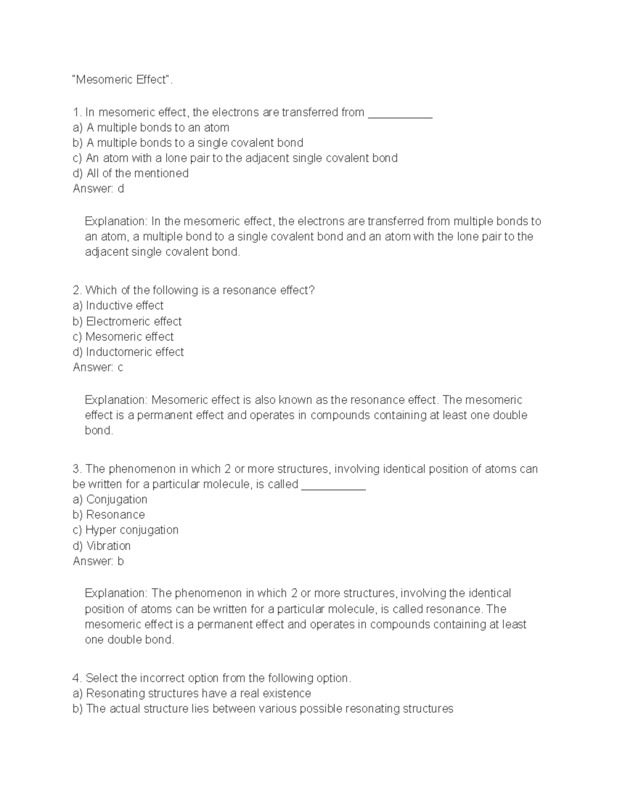 Engineering Chemistry (38) - “Mesomeric Effect”. In mesomeric effect ...