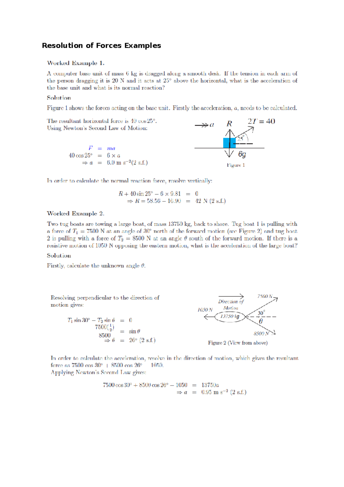 Resolution Of Forces Examples - Resolution Of Forces Examples Exercises ...