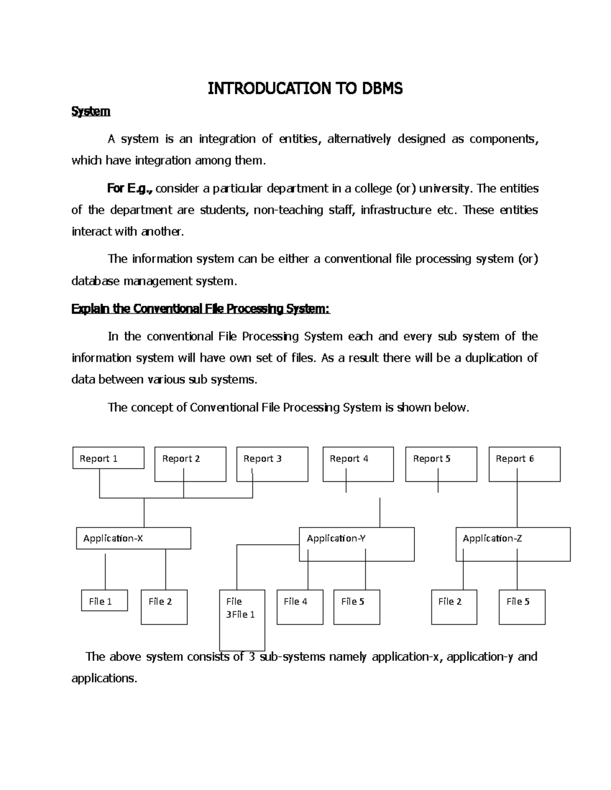 DBMS NEW - Lecture Notes 1 - File 1 File 2 File 3File 1 File 4 File 5 ...