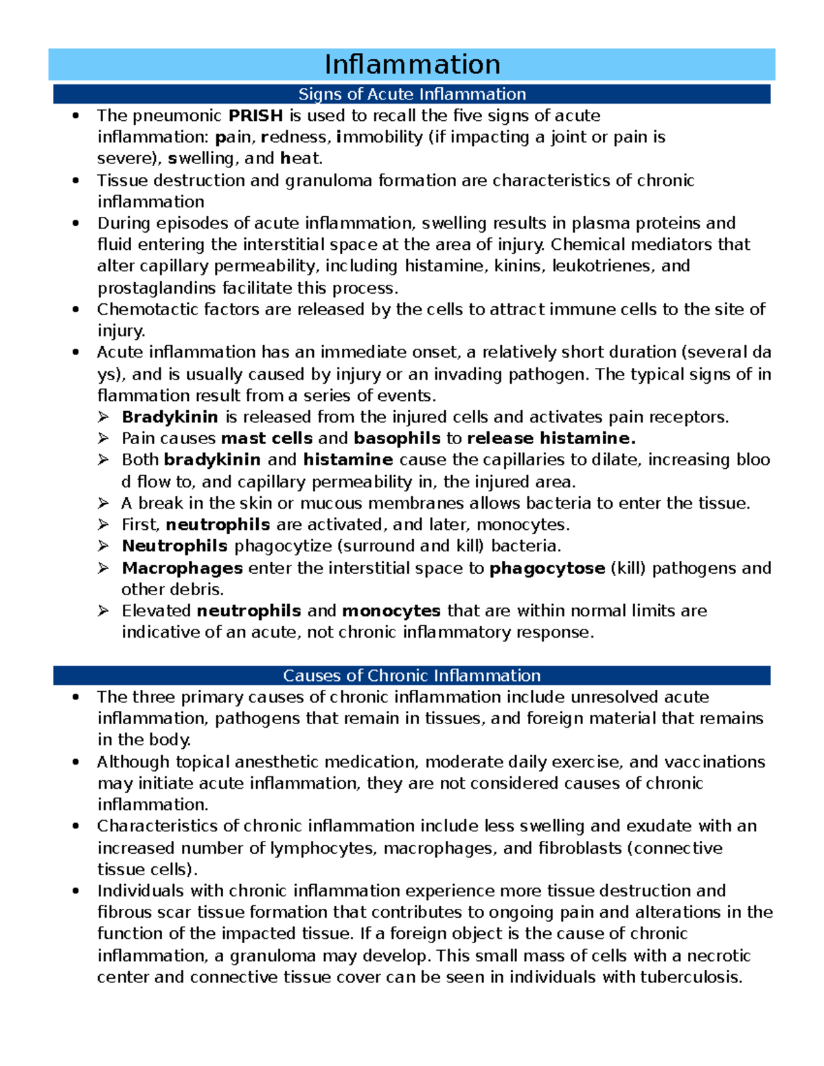 NR 283-Pathology Week 2- Edapt Review - Inflammation Signs Of Acute ...