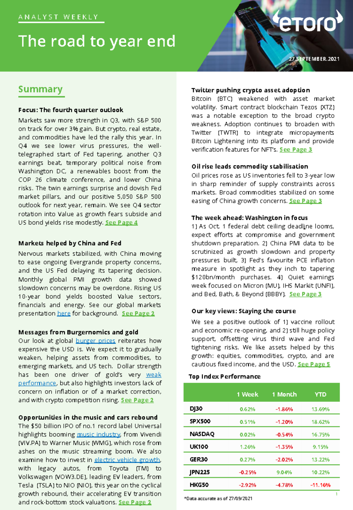 Analystsweekly 270921 theroadtoyearend 11632989001632 - 1 Focus: The ...