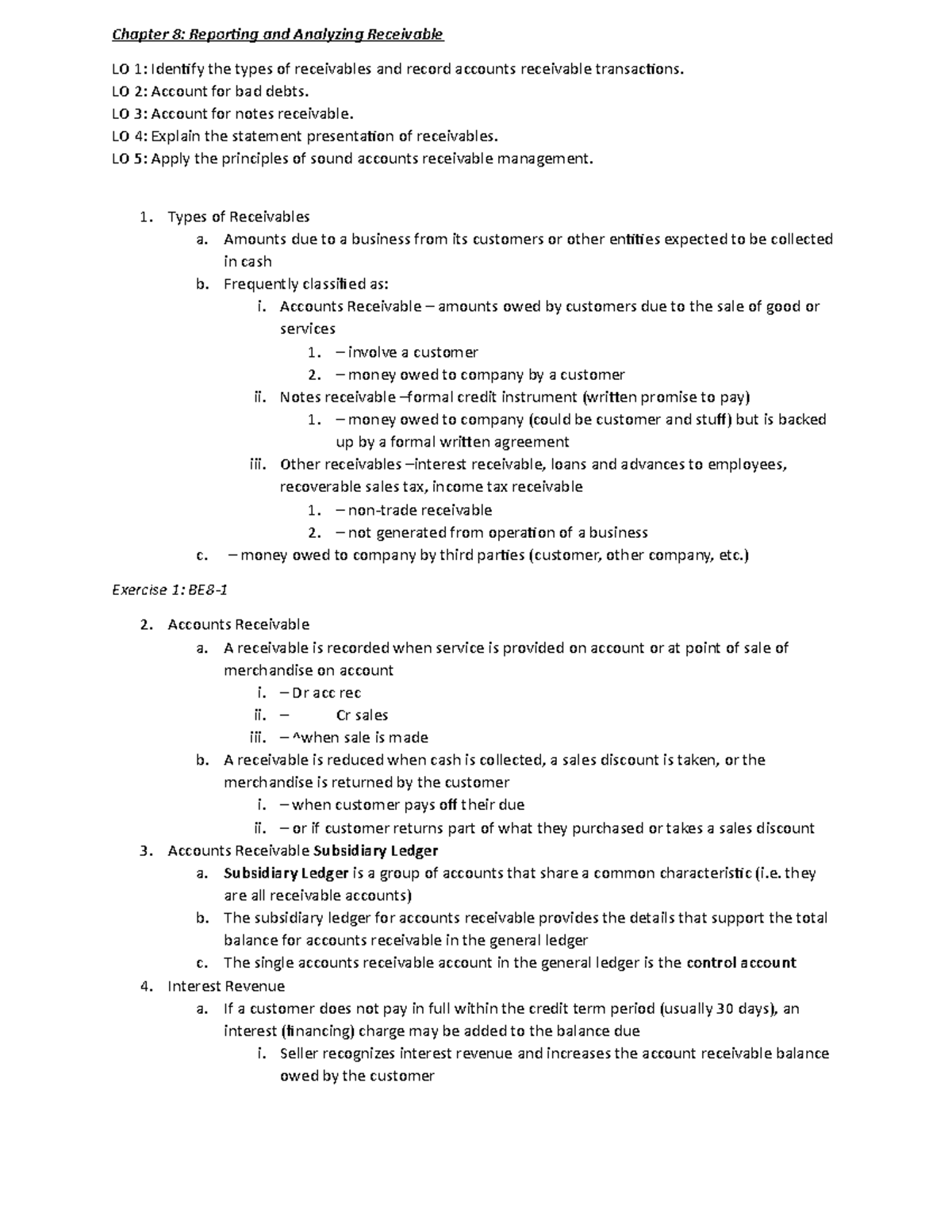 Lecture notes for ACCT*1220 University of Guelph - Chapter 8: Reporting ...