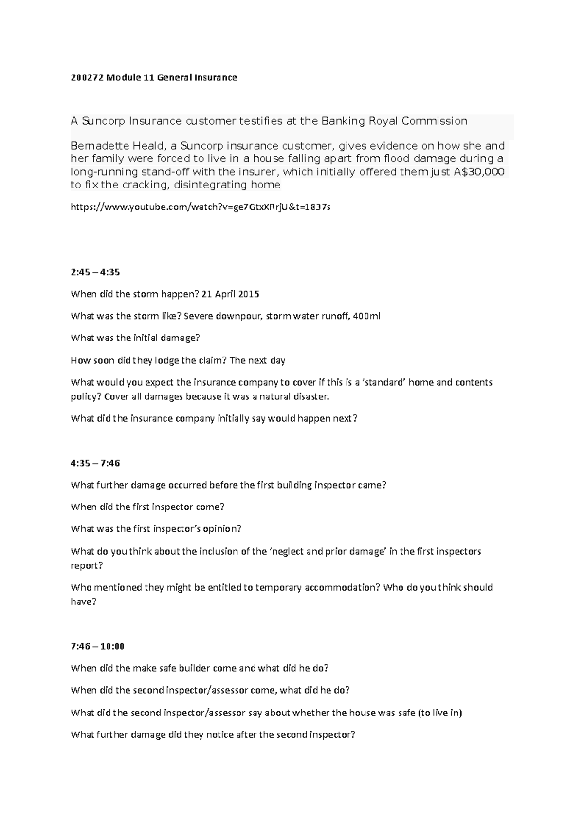 2002 72 M11 Royal Commission Tutorial Worksheet - 200272 Module 11 