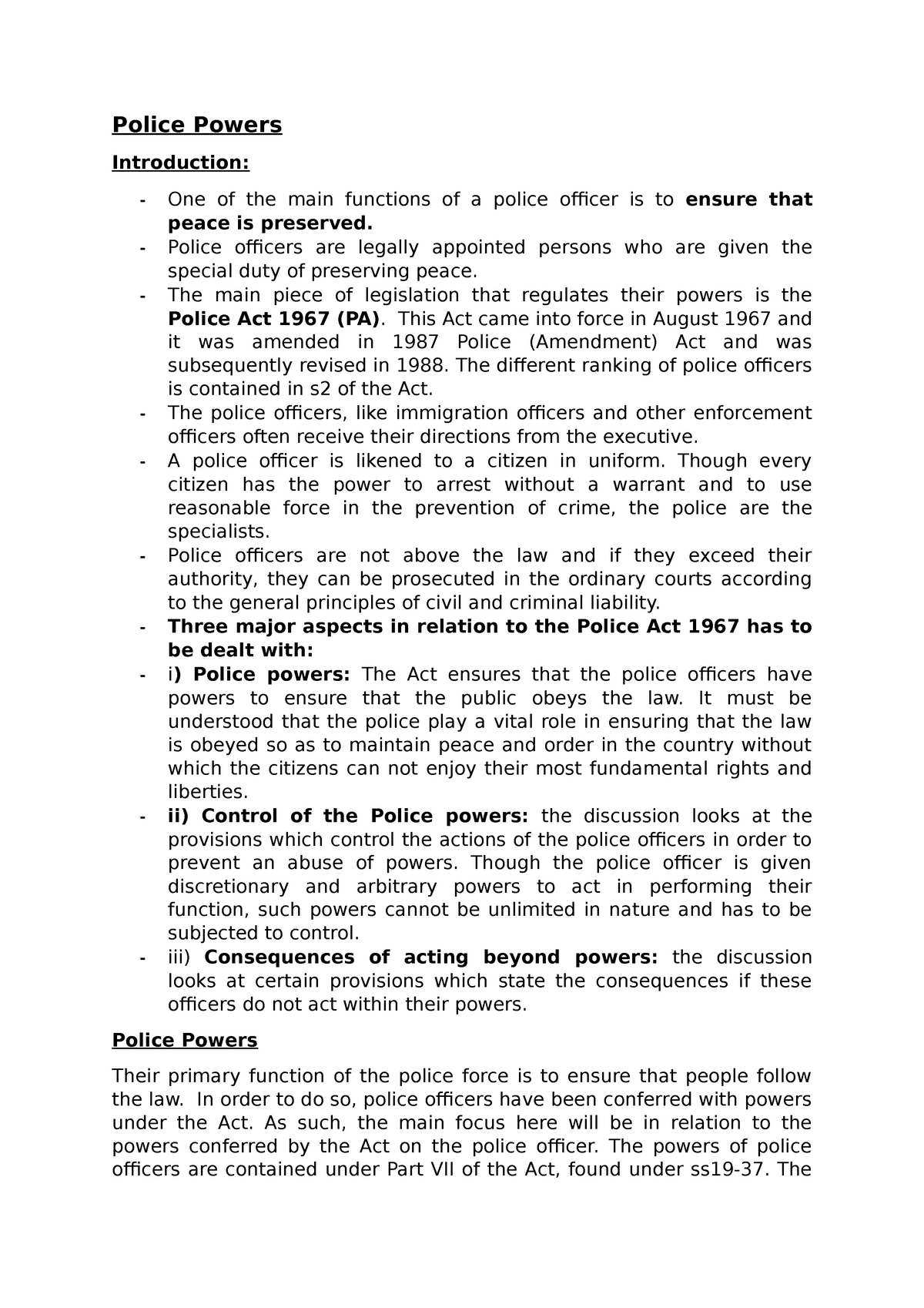 Constitutional Law II - Chapter On Police Powers - MMU - Studocu