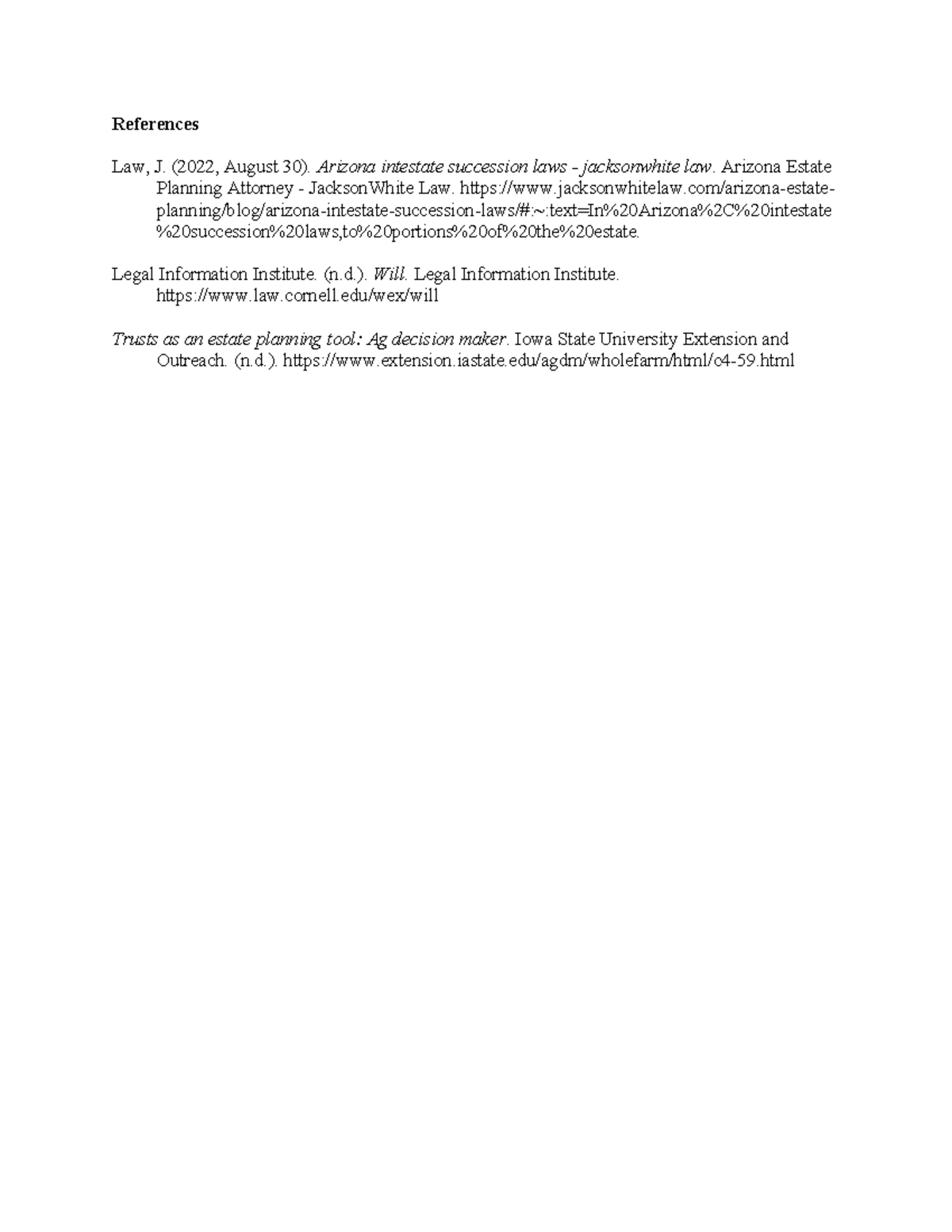 Memorandum 2- Citations - References Law, J. (2022, August 30). Arizona ...