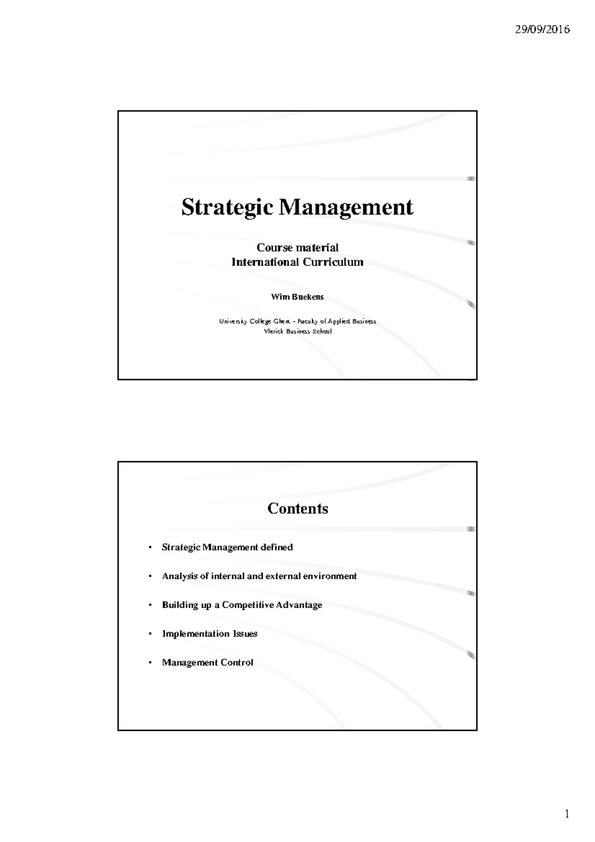 Course Strategic Management (2016-2017 ) Print - Strategic Management ...