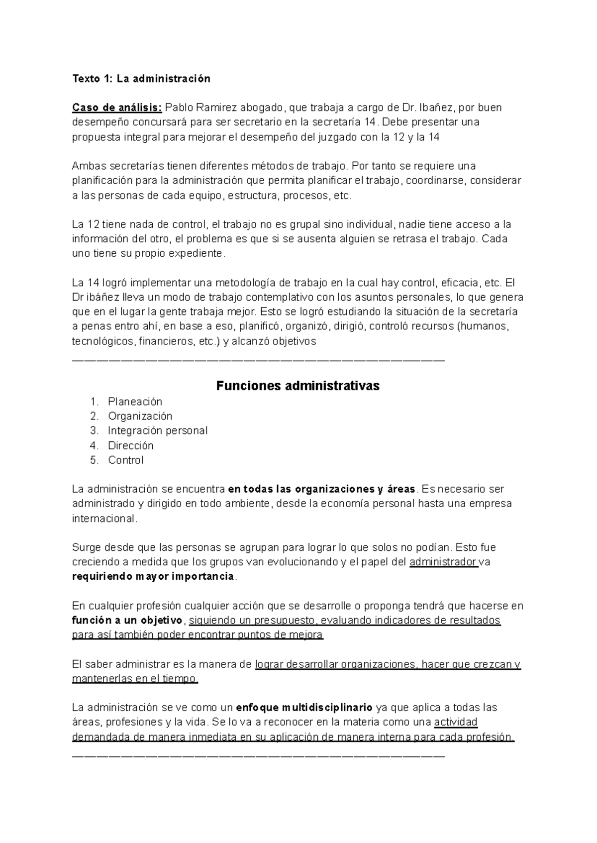 1 Y 2 Resumen Modulos 1 Y 2 De La Materia Texto 1 La Administración Caso De Análisis Pablo 1720