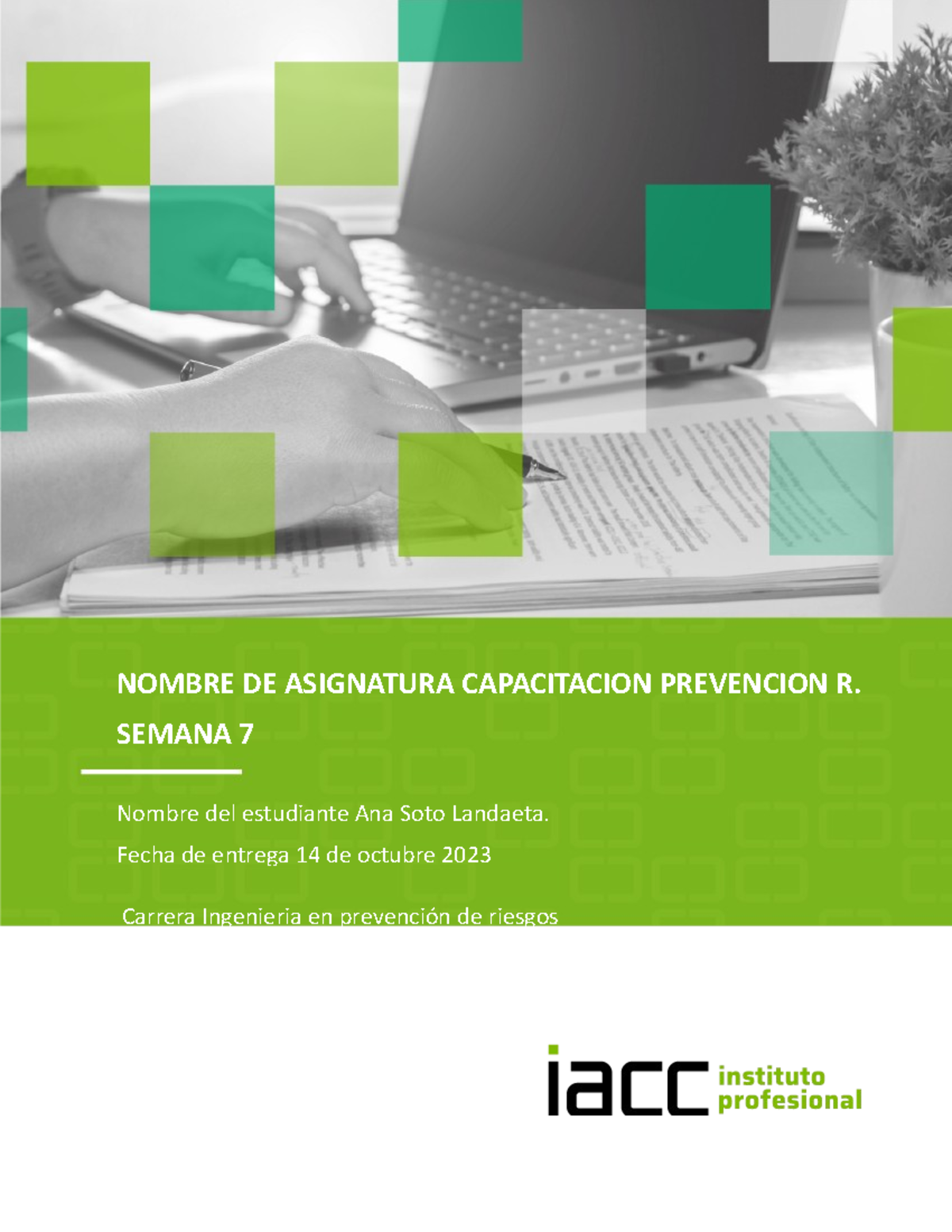 Capacitacion semana 7 - trabajo - NOMBRE DE ASIGNATURA CAPACITACION ...