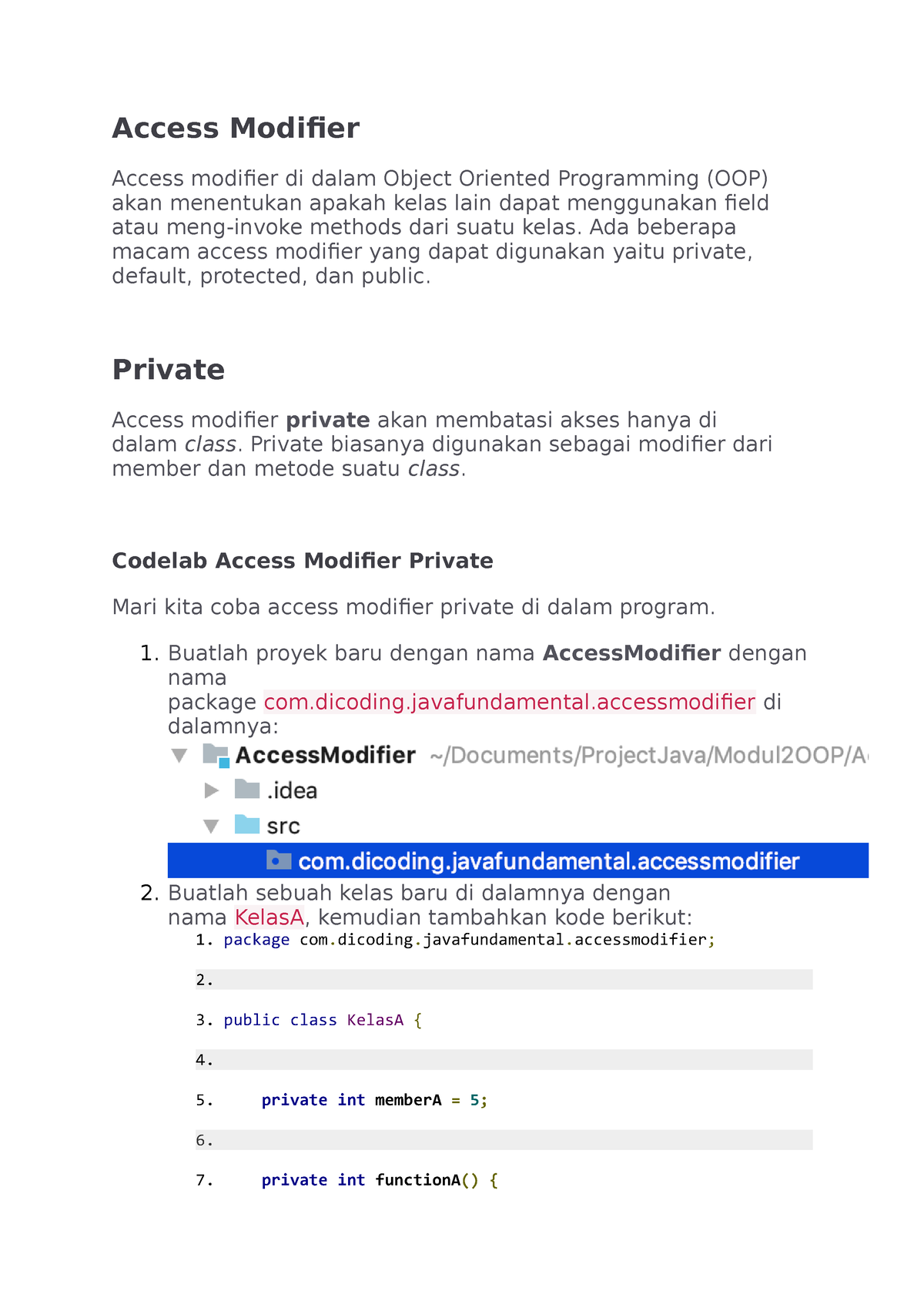 Access Modifier - Tugas - Access Modifier Access Modifier Di Dalam ...