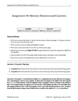 PP2 - F2024 - Solution - McGill University ECSE 222 – Digital Logic ...