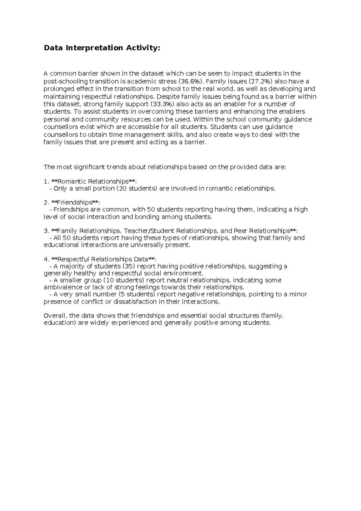 Data interpretation activity - Data Interpretation Activity: A common ...