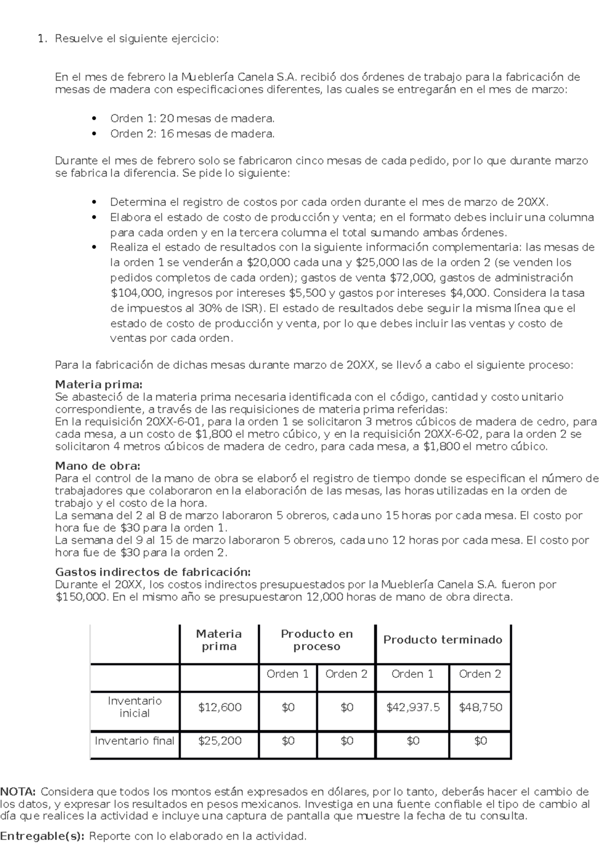 Actividad Cc Tarea Resuelve El Siguiente Ejercicio En El Mes De