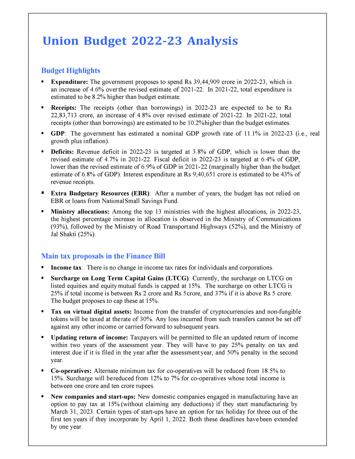 budget 2022 assignment