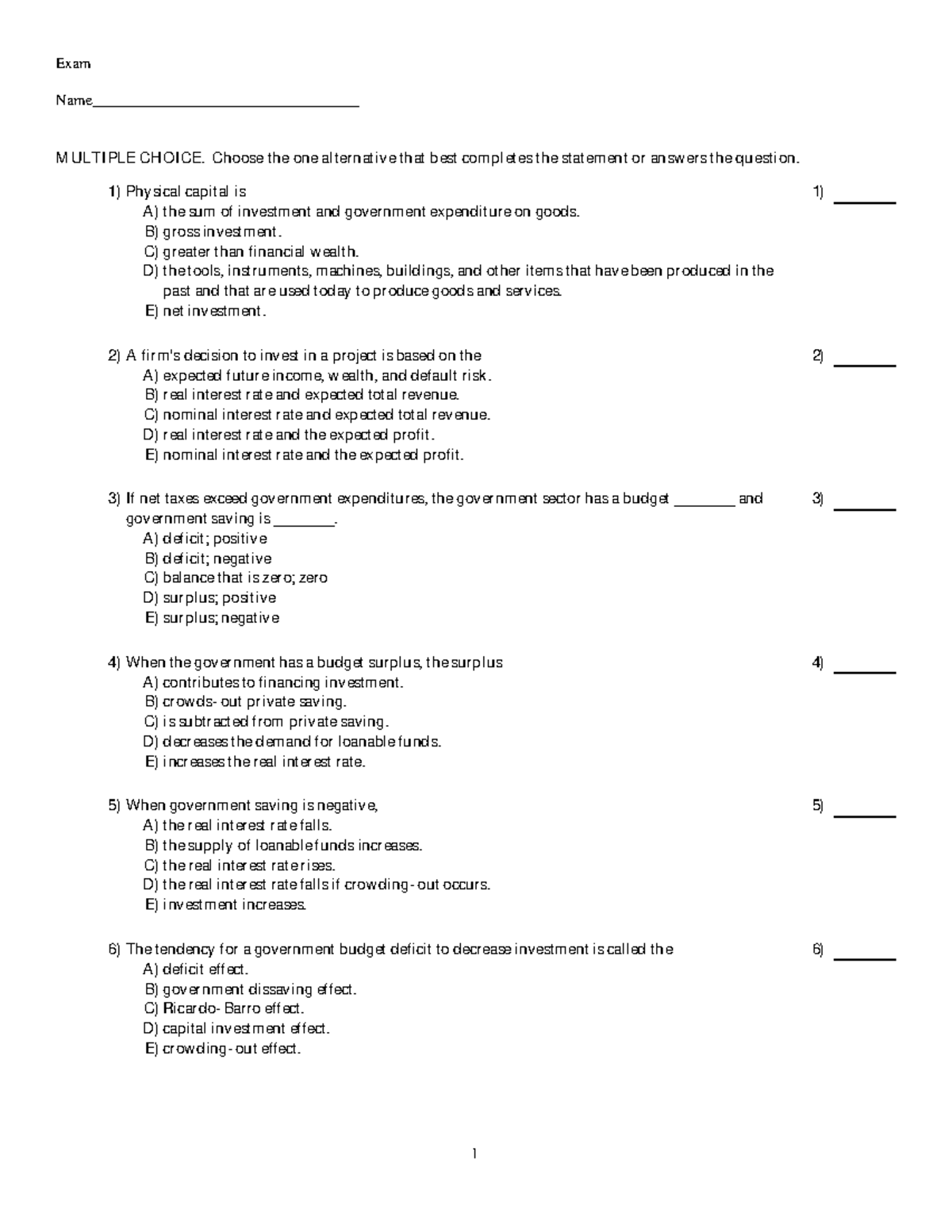 1022 Macroeconomics Chapter 4-14 Macrobank Study And Practice Material 