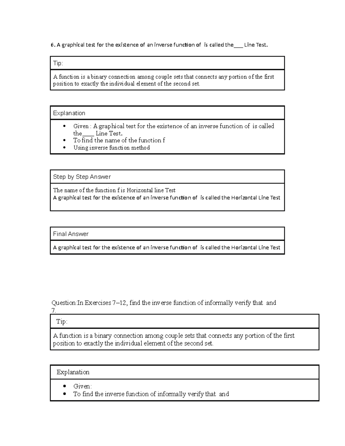 Practice questions set 4 Mathematics Inverse functions - 6. A graphical ...
