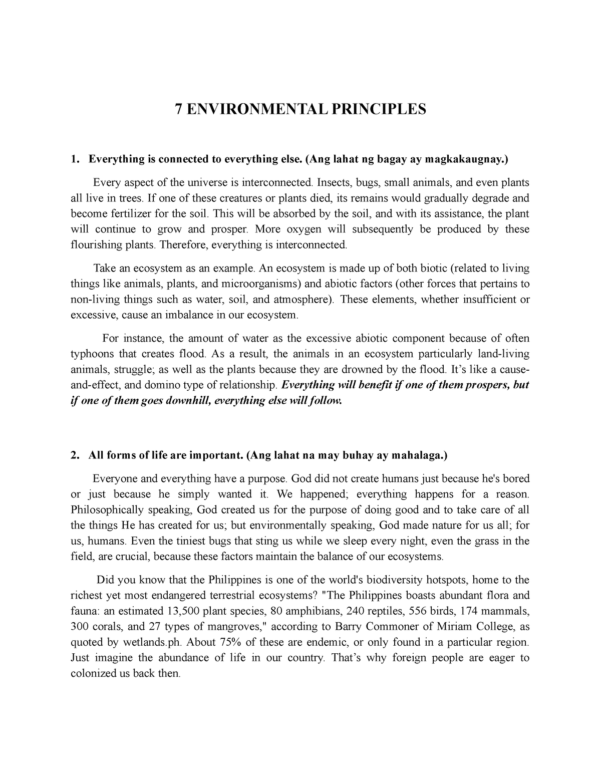 7 Environmental Principles - 7 ENVIRONMENTAL PRINCIPLES Everything Is ...