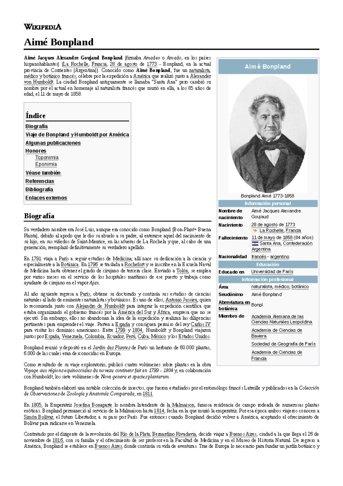 Aimé Bonpland - Aimé Bonpland Bonpland Aimé 1773- Información personal ...