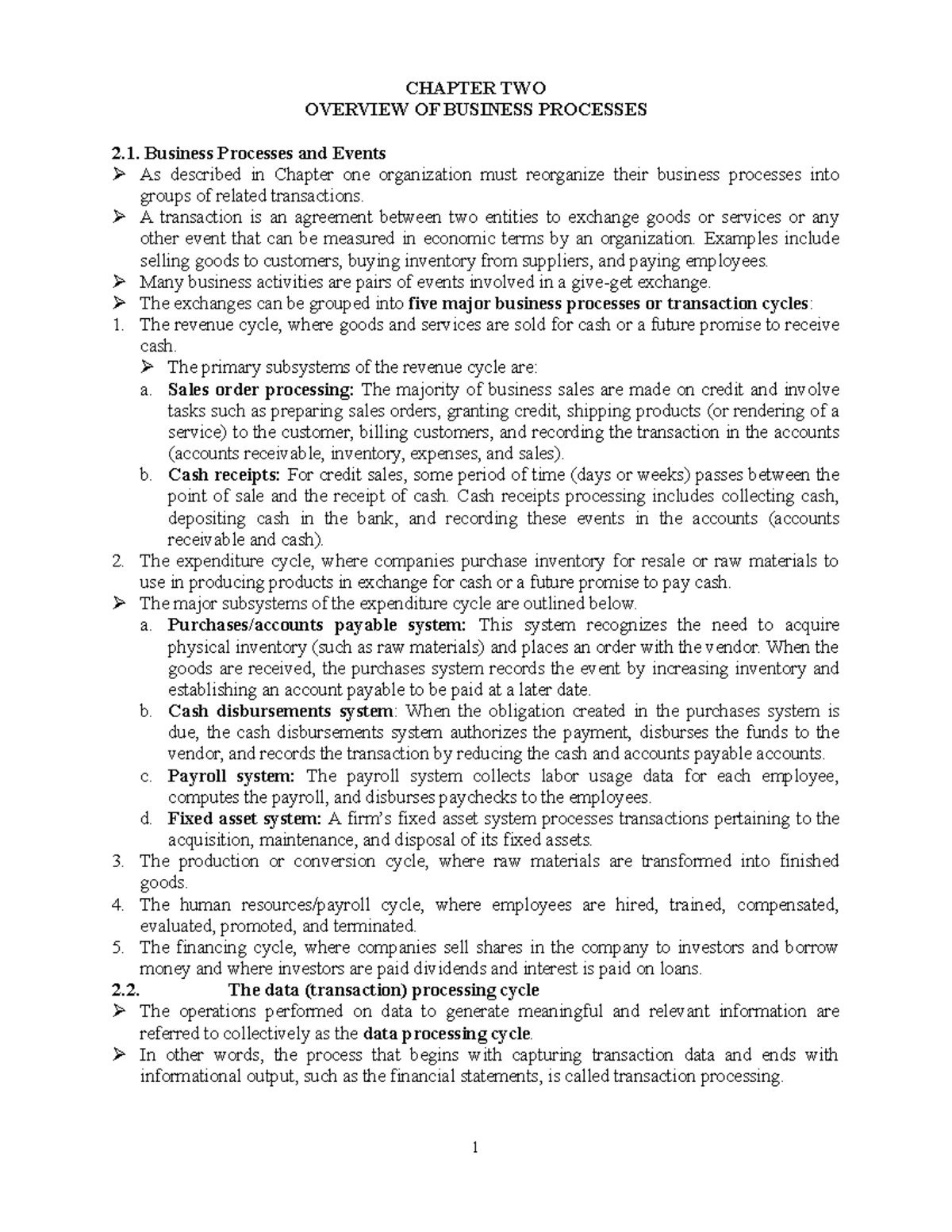 AIS Chapter TWO - lecture note - Introduction to Management - Studocu